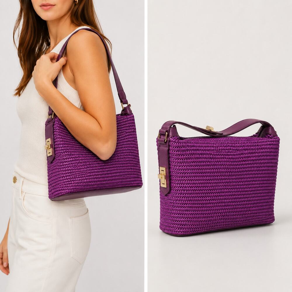 New Viola Castellani Woven Shoulder Bag Made in Italy
